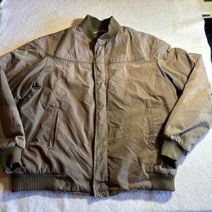 VTG Derby of San Francisco Mens Bomber Jacket Gray Paisley Lined Size L Faded